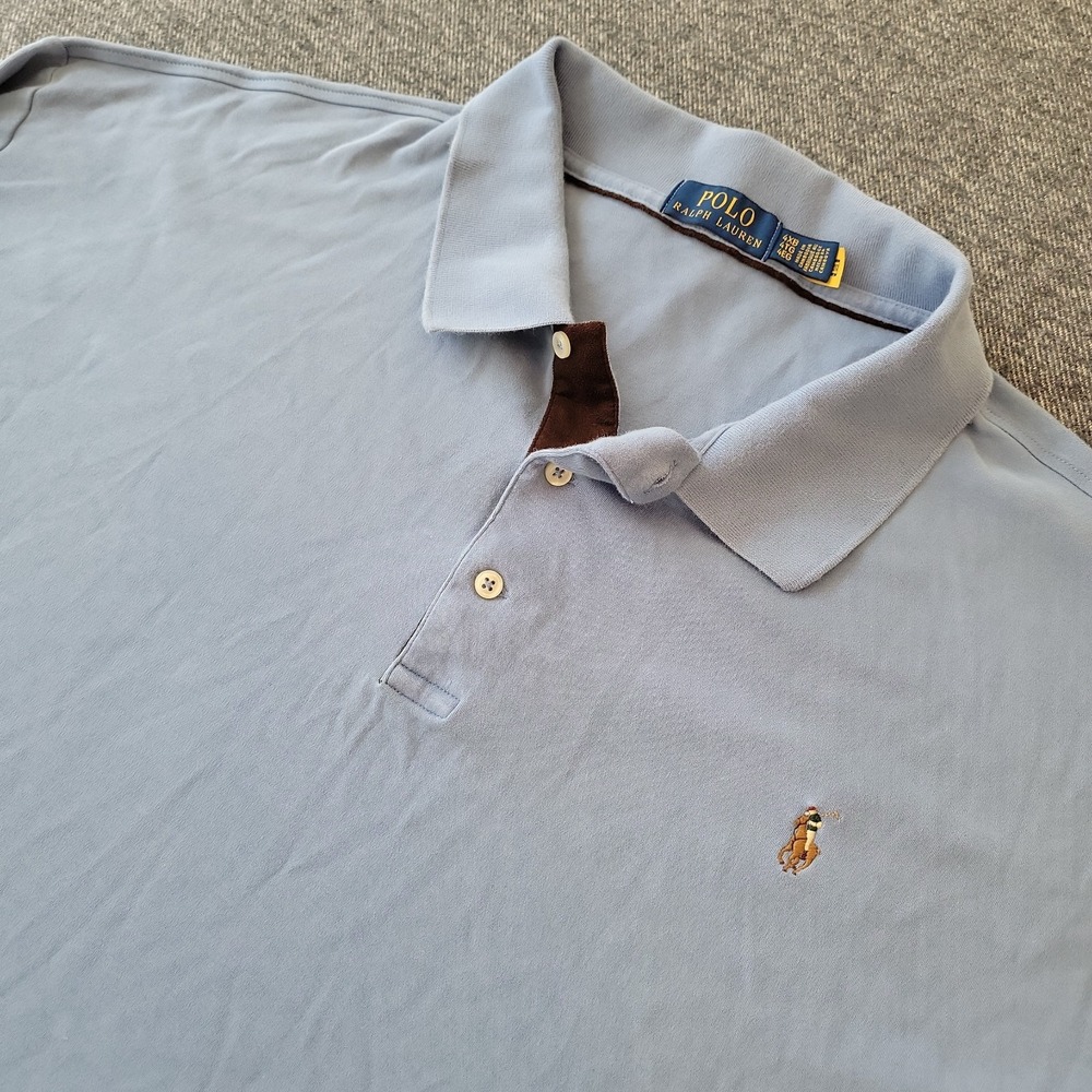 Polo Ralph Lauren Polo Shirt Mens 4XB Blue Long Sleeve Embroidered Pony Preppy